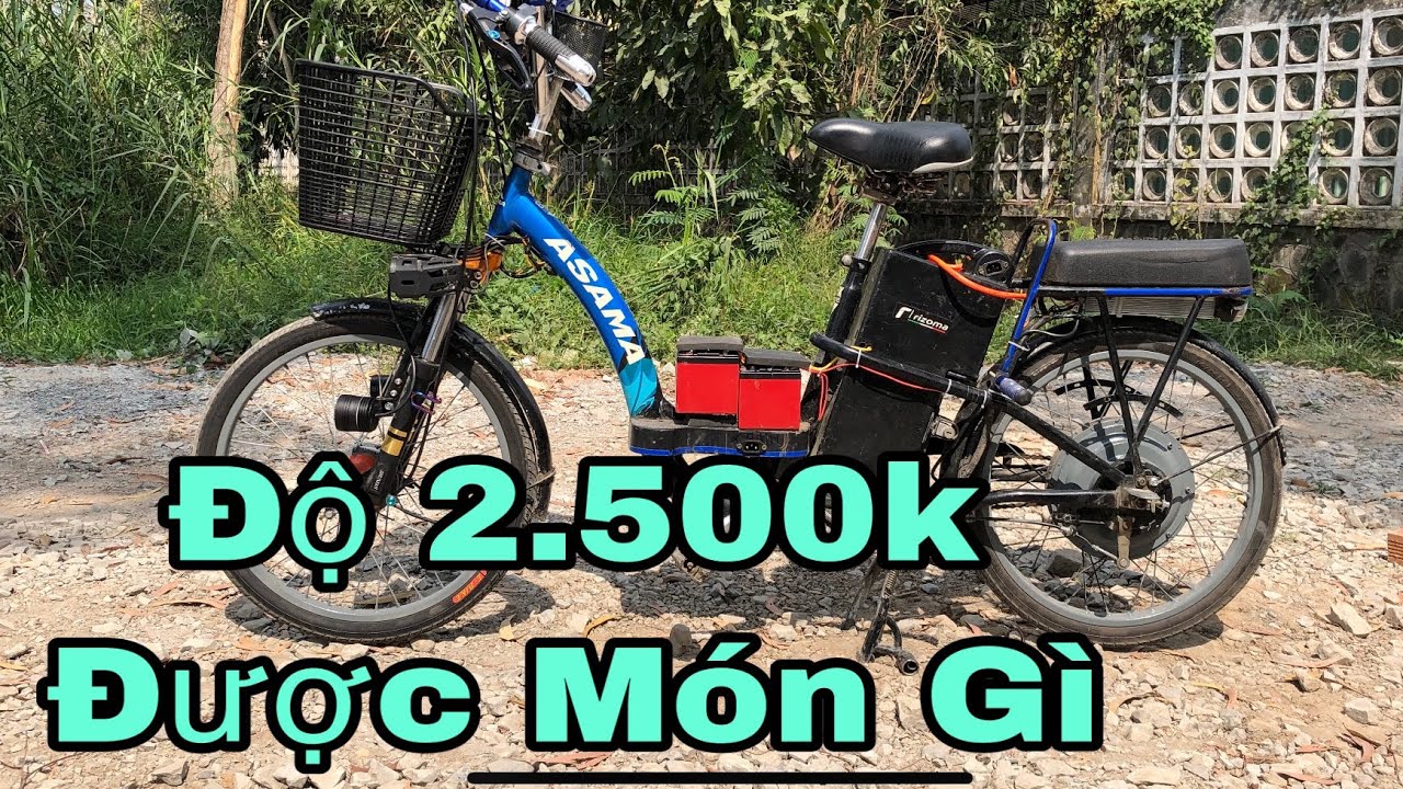 review xe đạp điện độ 2 triệu rưỡi được những món đồ... - youtube