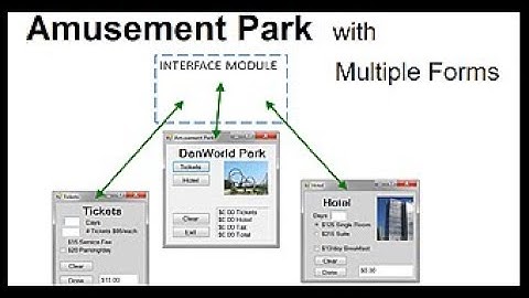 Visual Basic Amusement Park project using multiple forms and a standard module.