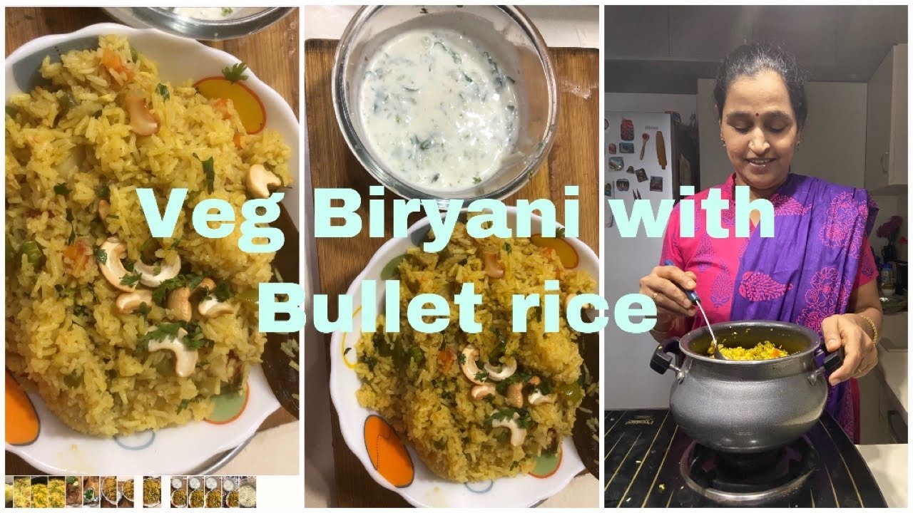How to make Bullet rice veg.biryani (బుల్లెట్ బియ్యం తో బిరియాని) # ...