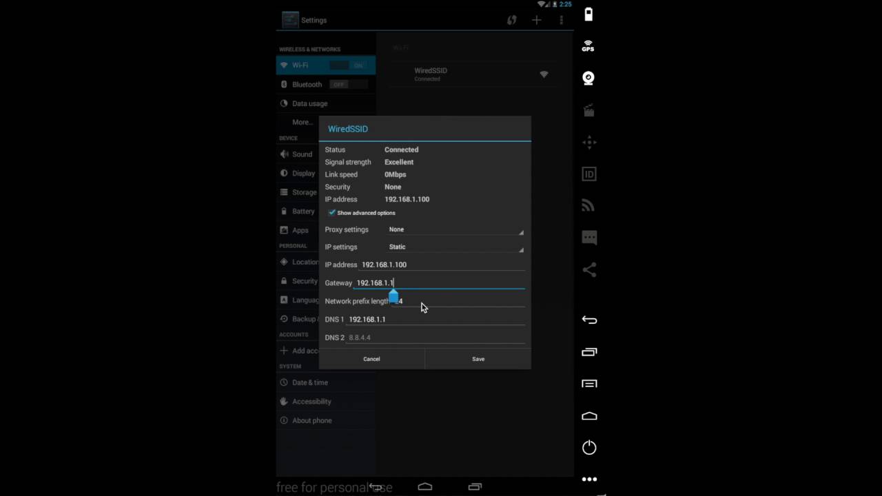 android setting static Ip address - YouTube