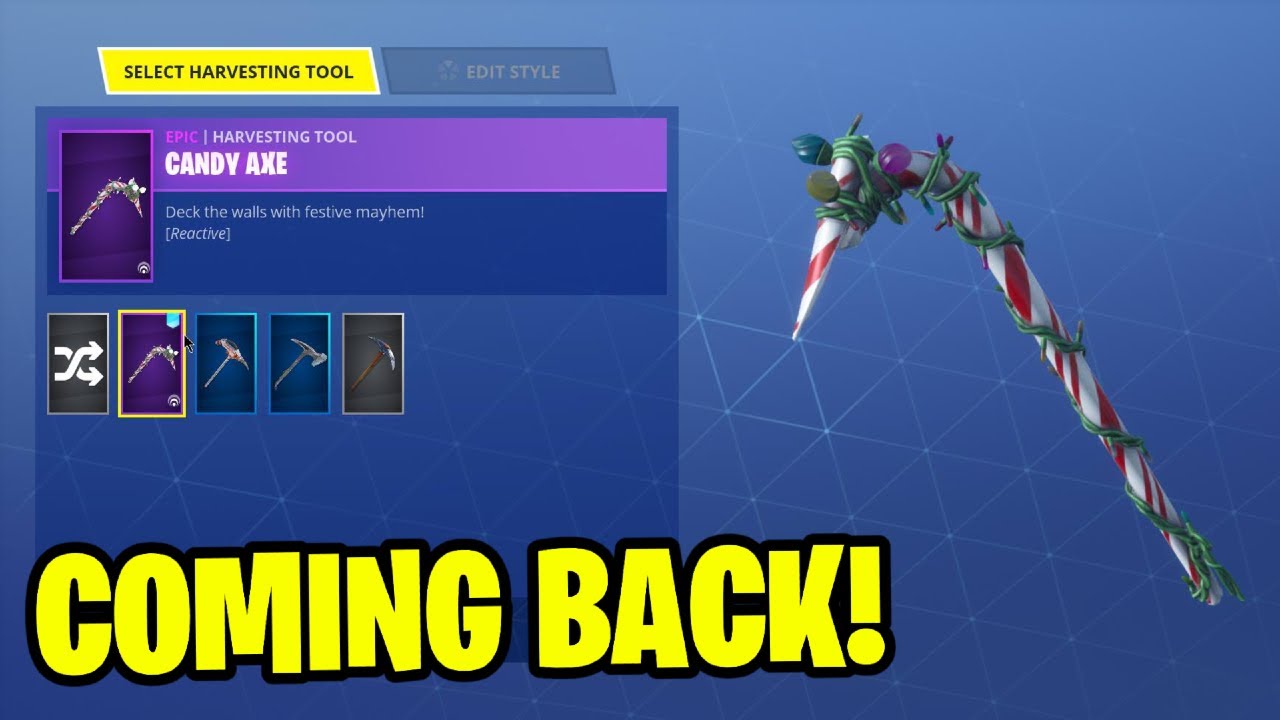 CANDY AXE PICKAXE COMING BACK RETURN RELEASE DATE in Fortnite Item Shop! YouTube