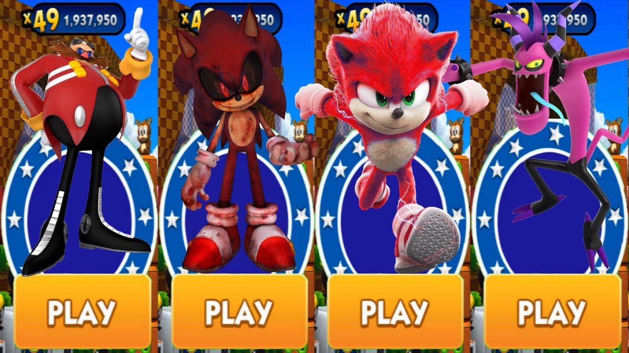 Sonic Dash - Red Sonic EXE vs Red Movie Sonic vs All Bosses Zazz Eggman ...