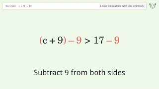 C9 Greater Than 17  Solve Linear Inequalities With One Unknown