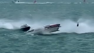 Race Boat Loses Outdrive And Spins At 2023 Inaugural 7 Mile Offshore Grand Prix Marathon, FL