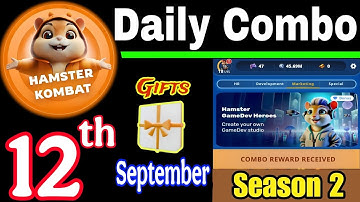 Hamster Kombat GameDev Heroes 🎮| 12 September Daily Combo 🧩 Season 2