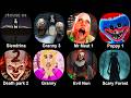 Slendrina, Granny 3, Mr Meat 1, Poppy 1, Death park 2, Granny, Evil Nun, Scary Forest