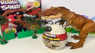 Dino Island. T-Rex and zuru smashers egg skeleton. Tyrannosaurus Rex and the little Mosasaur.