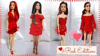 4 Barbie doll Valentine Day dress making ideas | Beautiful Barbie doll red dress Designs 2021!