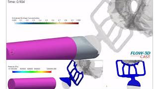 Excessive Entrained Air & Gas Pressure in a Suboptimal HPDC Runner Design | FLOW-3D CAST