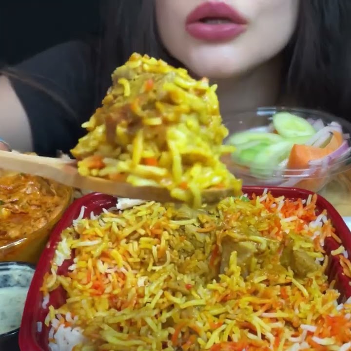 ASMR PAKISTANI FOOD MUKBANG | MUTTON BIRYANI   CHICKEN HANDI #shorts