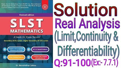 SLST Mathematics Book Solutions, Limit,Continuity,Differentiability WBMSC, SSC 9-10 Maths