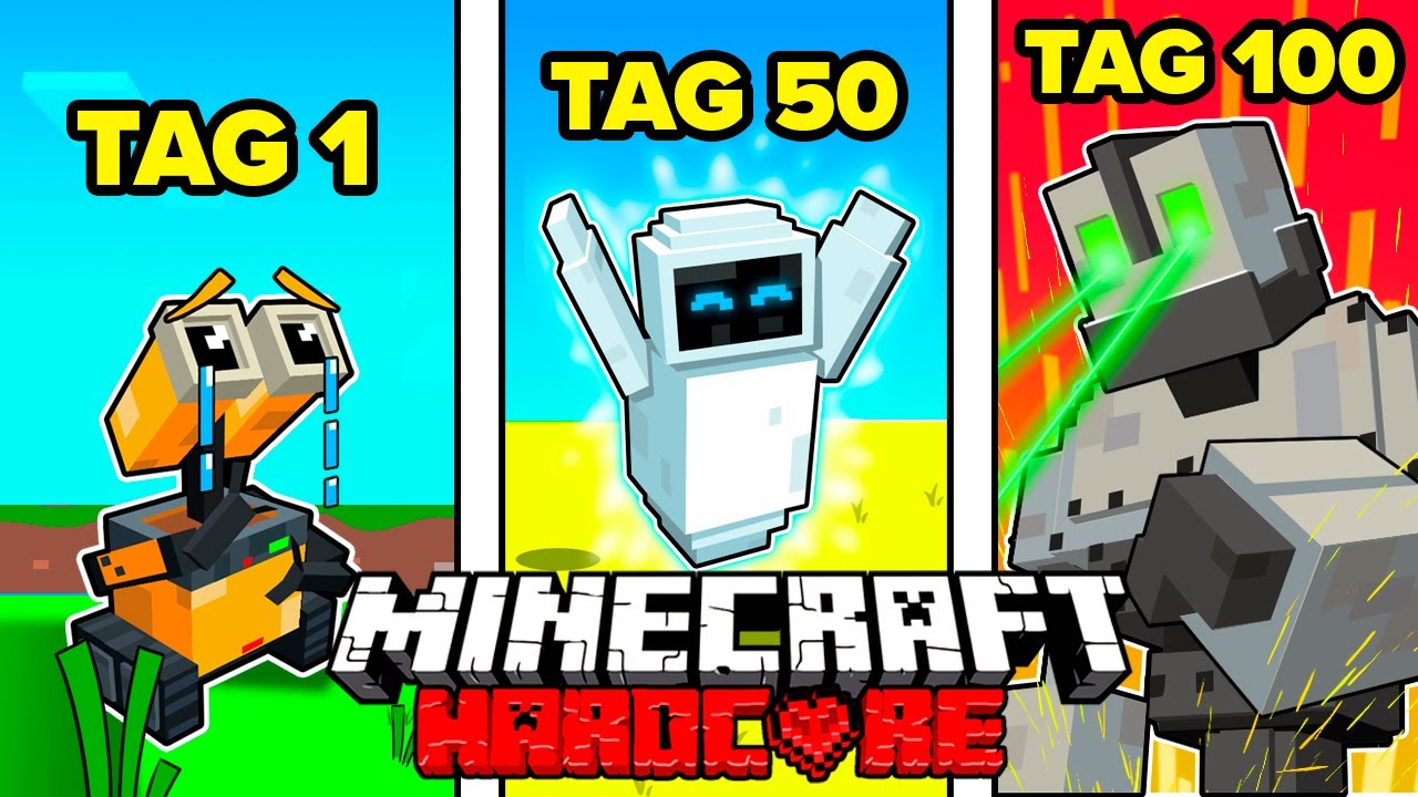 Ich überlebe 100 TAGE als ROBOTER in Minecraft Hardcore!
