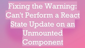 Fixing the Warning: Can