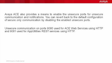 Avaya Agile Communication Environment (ACE) R6.2 Enabling or Disabling the Http Port on an ACE Host