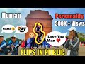 FLIPS IN PUBLIC ! FLIPS REACTION😮🦹🏻‍♂