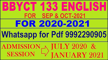 BBYCT 133 Solved Assignment 2020-21 in English Pdf @40rs 9992290905.  .