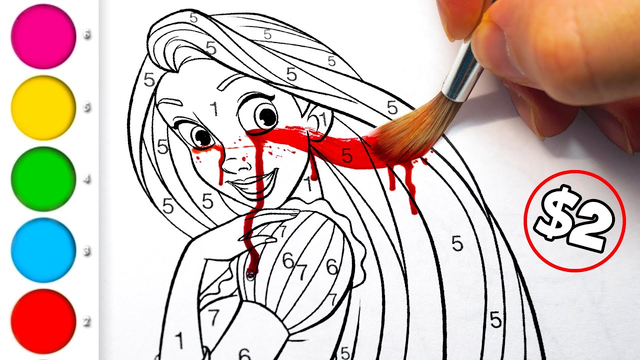HORROR Artist vs $2 DISNEY Paint By Numbers Colouring Book 