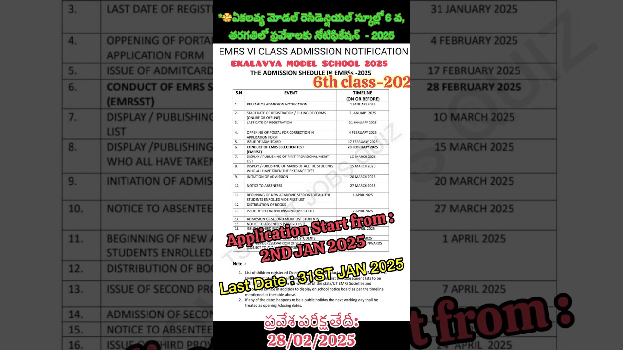 Ekalavya Model School Entrance Exam Notification Details 2025 