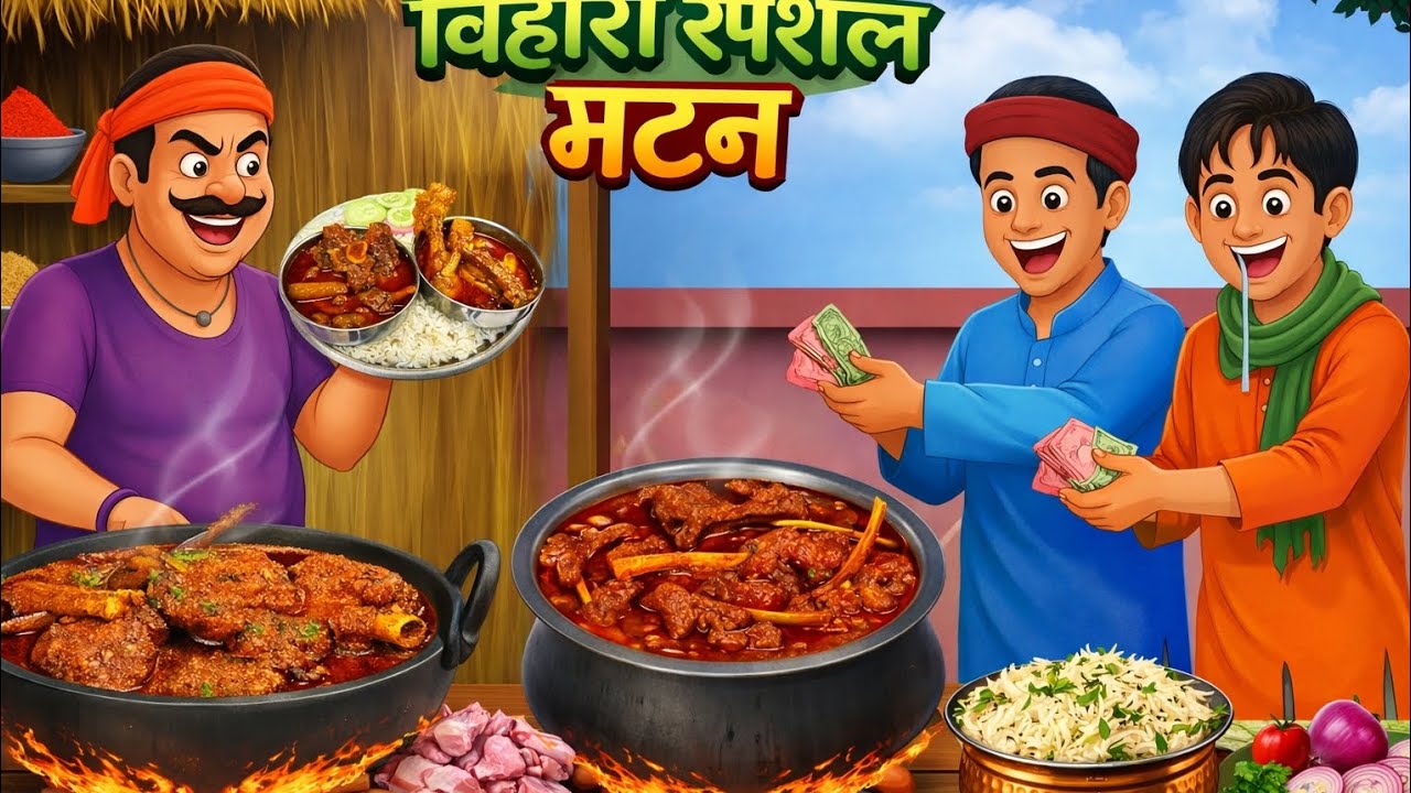 बिहारी स्पेशल मटन | Bihari Special Mutton | | moral story | cartoon Video | hindi kahani