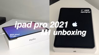 M1 iPad Pro (2021) 11” in Space Grey + Apple Pencil | aesthetic unboxing, asmr, setup & speaker test