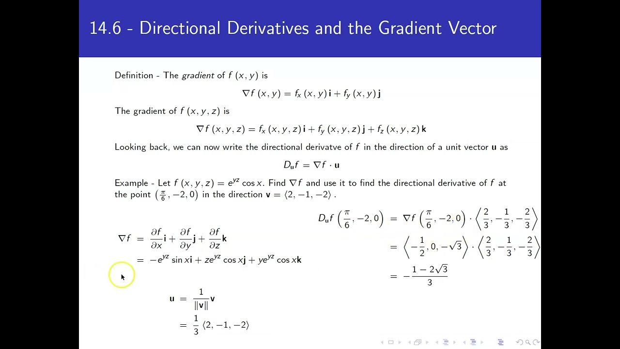 Directional Derivatives and the Gradient Vector - YouTube