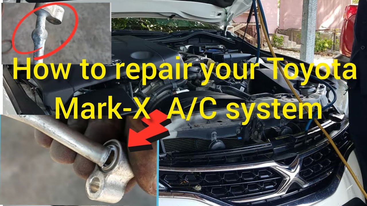 How to repair a Toyota mark x a/c line and recharge system - YouTube