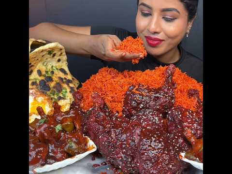 ASMR: EATING SPICY CHICKEN LOLIPOP🔥 FRIED RICE || #shorts #mukbangn#asmreating #mukbangasmr #asmr