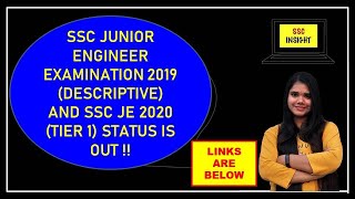 SSC JE 2019 & SSC JE 2020 STATUS IS OUT !!