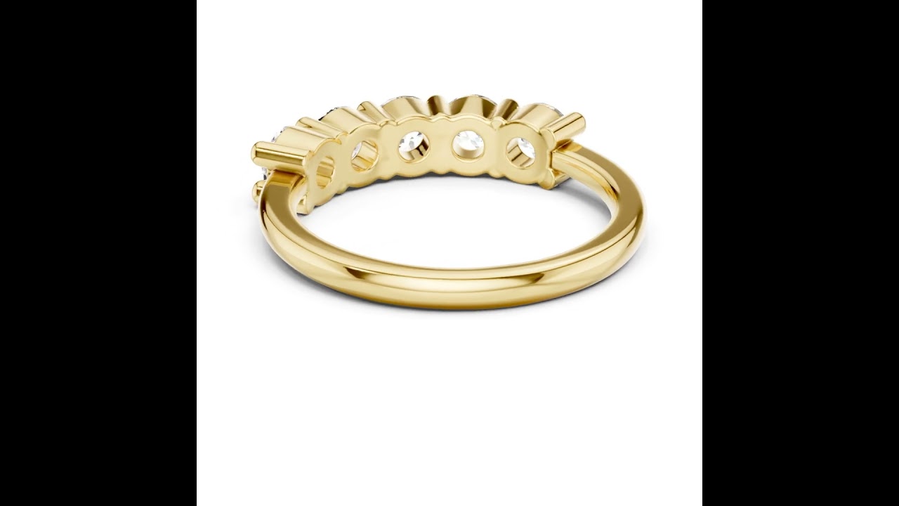 5 Stone Round Cut Diamond Shared Prong Band