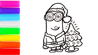 Dibuja Y Colorea Un Minion Papa Noel En Navidad Dibujos Para Niños
