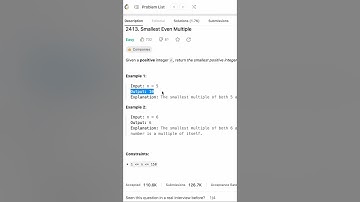 Leetcode Solution 2413. Leetcode Problem smallest Even Multiple. Day 6 of 69 Days Leetcode Challenge