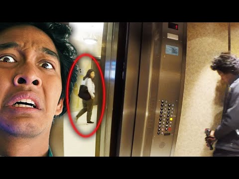 PLAYING THE ELEVATOR GAME in HAUNTED BUILDING (SHE GOT ON!!)