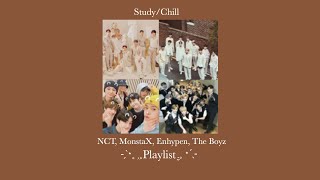 NCT, Monsta X, Enhypen, The Boyz chill/study Playlist ੈ♡˳·˙‧̍̊