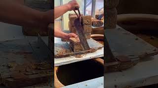 the process of cutting a solid material using a simple tool#tools