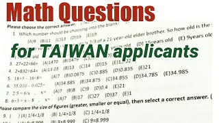 Math Exam for TAIWAN Applicants | Factory Workers