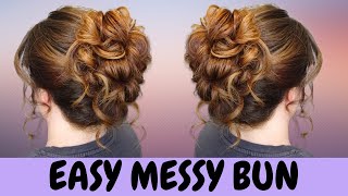 EASY high messy bun hairstyle  quick hair tutorial