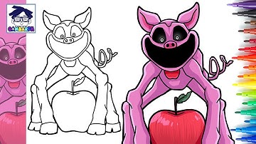 Cara Menggambar Monster Picky Piggy from Poppy Playtime Chapter 3 | smilling critters | easy