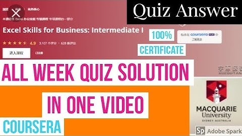 Excel Skills for Business: Intermediate 1 all week quiz answer || Excel skills for business answer