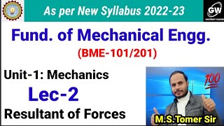 Lec-2 | Unit-1 I INTRODUCTION TO MECHANICS IFund.of Mech.Engg.Iby M.S.Tomer