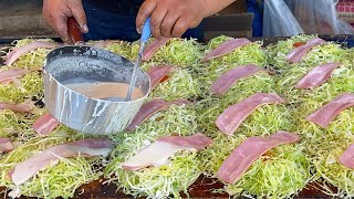 忙しいお好み焼き屋台 - YouTube