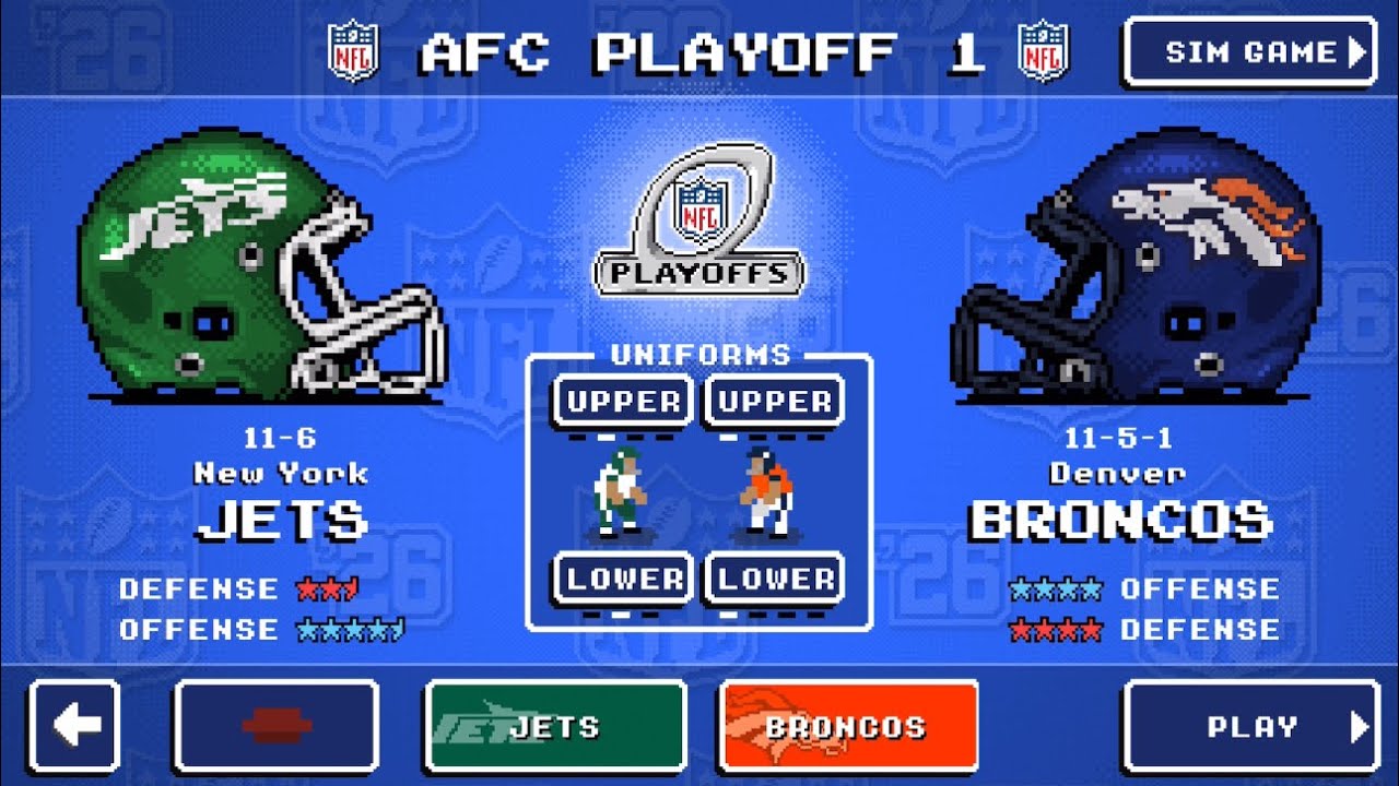 NFL Retro Bowl 26: AFC Playoff 1: New York Jets VS Denver Broncos 