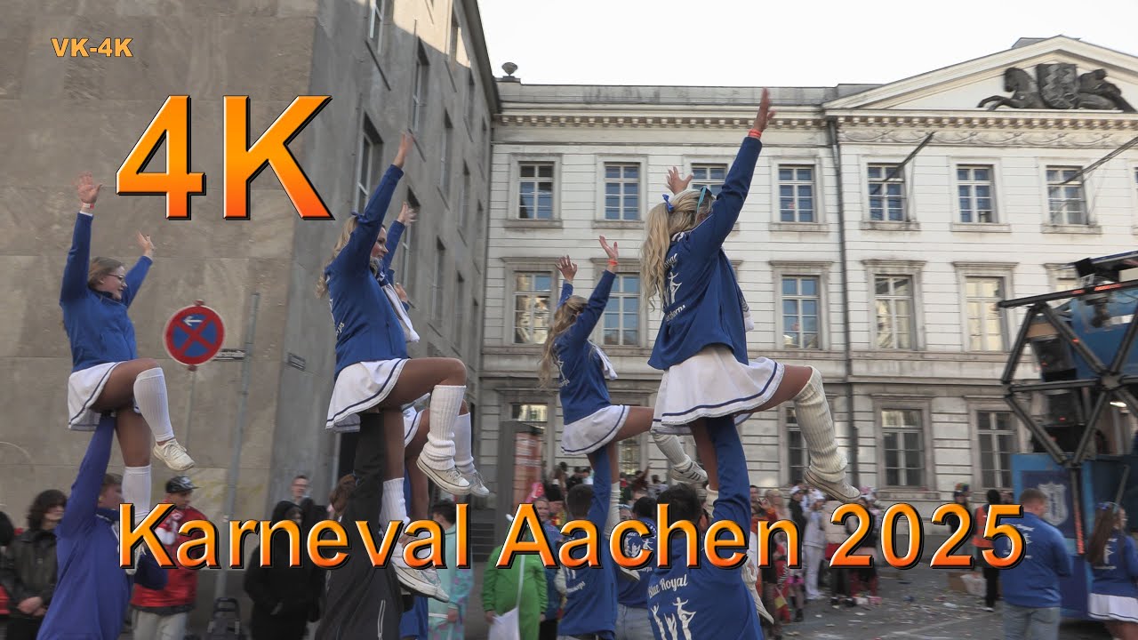 Karneval 2025 in Aachen. Rosenmontagszug - Öcher Karnevalszug in Video 4k Ultra HD