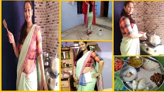 Saree vlog ?? Indian mom After RoutineDal Fry & करेले की सब्जी