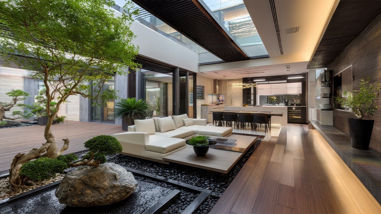 Elegant Luxury Living Room Design with Seamless Japanese Style Indoor ...