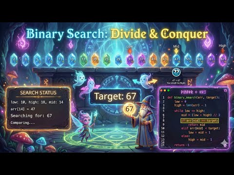 How Binary Search Works: Divide & Conquer Visualized
