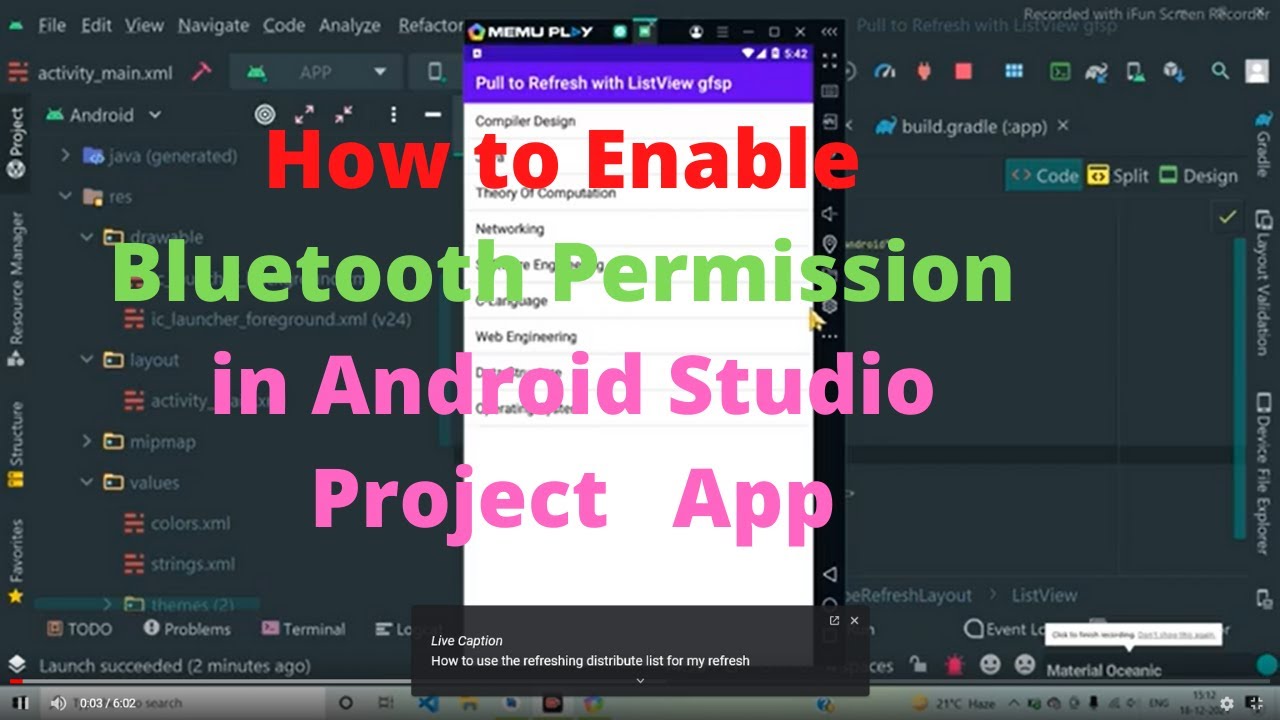 How To Give Permission Bluetooth And Enable In Android Studio Project App  In Hindi For Beginners - Youtube