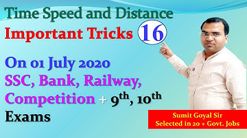 Time Speed and Distance Part 16 Video Number 1 Live Sumit Goyal Sir at 3 PM on 01 July 2020