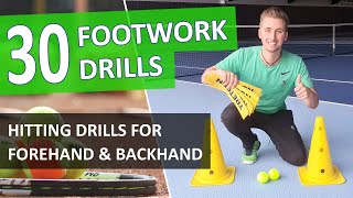30 Tennis Footwork Drills For Groundstrokes (Forehand & Backhand) - Compilation