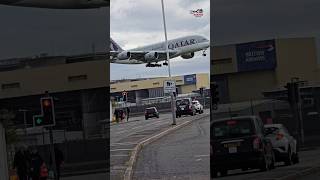 Not a common Roadside view!😯 Qatar Airbus A380 🇶🇦✈️👑. #qatarairways #airbusa380 #shorts