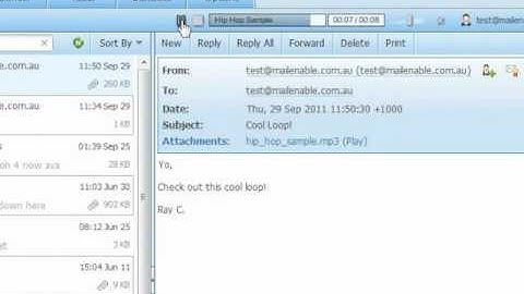 MailEnable Video: Webmail - Embedded MP3 Player
